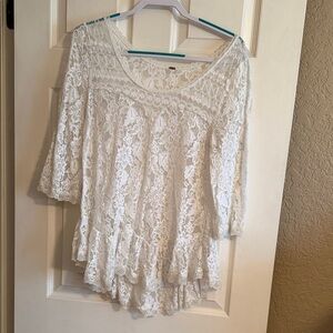 Free People Cream Lace Blouse